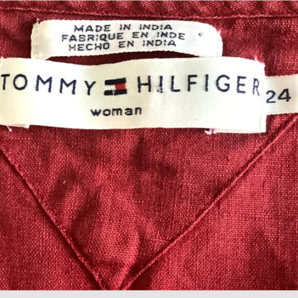 Tommy Hilfiger Linen Sleeveless Tunic Top Red  Plus Sz 24 #152M - Picture 7 of 8